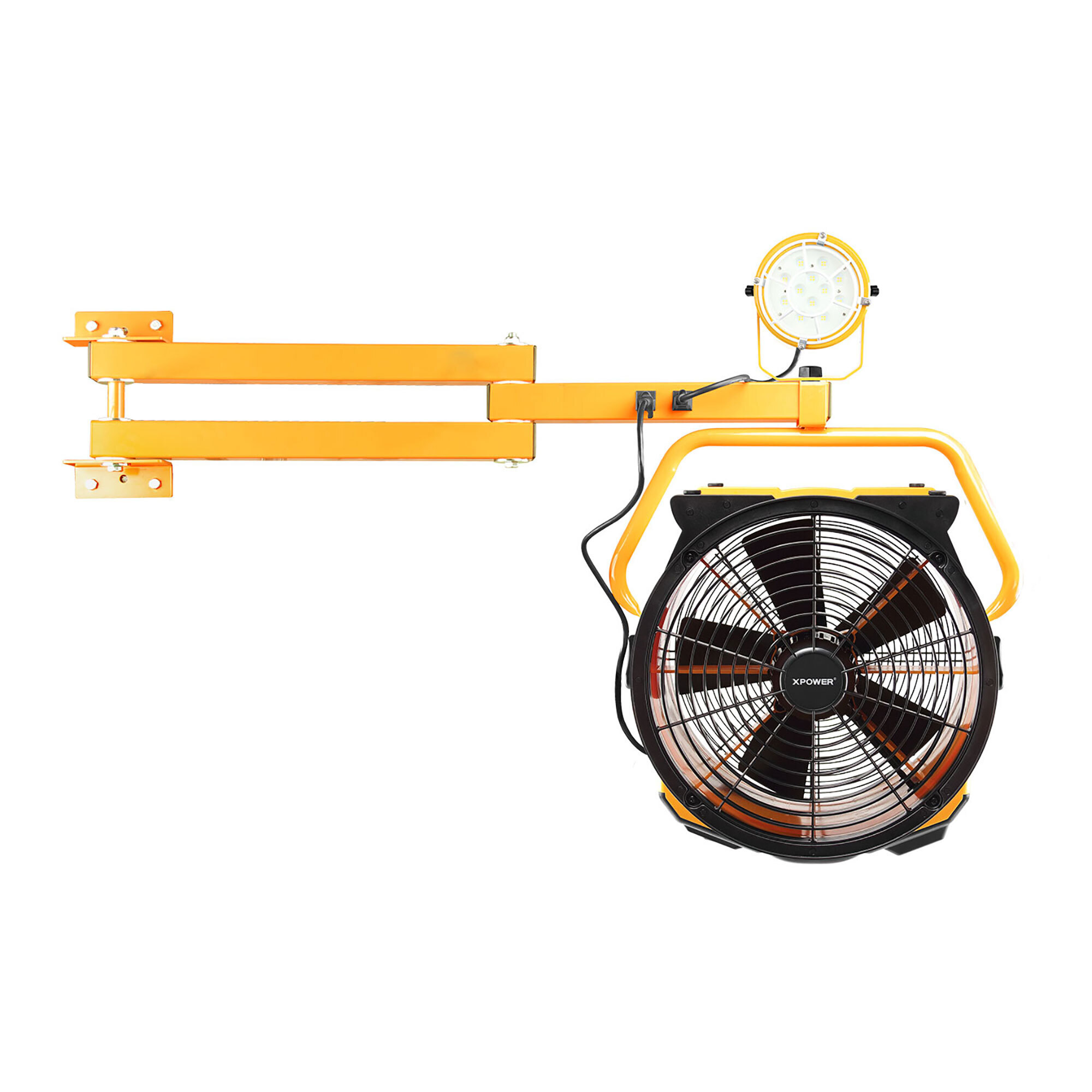 XPOWER Warehouse, Dock, Trailer Cooling Fan Kit — 18in. 3600 CFM, 5 Speed, 3-Hour Timer, Wall Mount Arm, LED Spotlight, Model# FA-420K2
